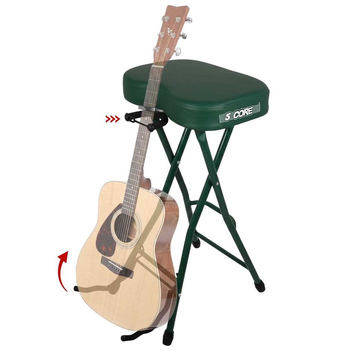 5Core Guitar Stool 3.15" Padded Chair Foldable Heavy Duty Music Seat Built in Foot Rest Guitar Stand