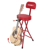 5Core Guitar Stool 3.15" Padded Chair w Backrest Foldable Music Seat Built in Foot Rest Guitar Stand