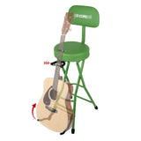 5Core Guitar Stool 3.15" Padded Chair w Backrest Foldable Music Seat Built in Foot Rest Guitar Stand