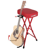 5 Core Guitar Stool 3.15" Padded Chair Foldable Music Seat w Built in Foot Rest Guitar Stand
