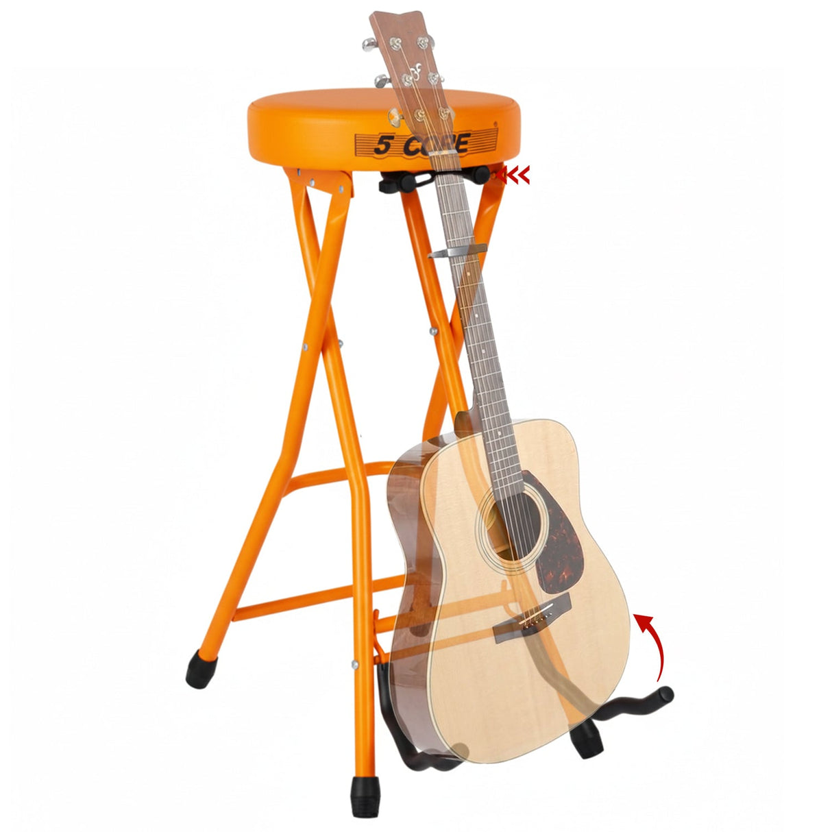 5Core Guitar Stool 3.15" Padded Chair Foldable Heavy Duty Music Seat Built in Foot Rest Guitar Stand