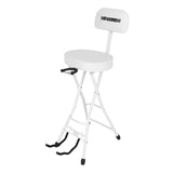 5Core Guitar Stool 3.15" Padded Chair w Backrest Foldable Music Seat Built in Foot Rest Guitar Stand