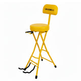 5Core Guitar Stool 3.15" Padded Chair w Backrest Foldable Music Seat Built in Foot Rest Guitar Stand
