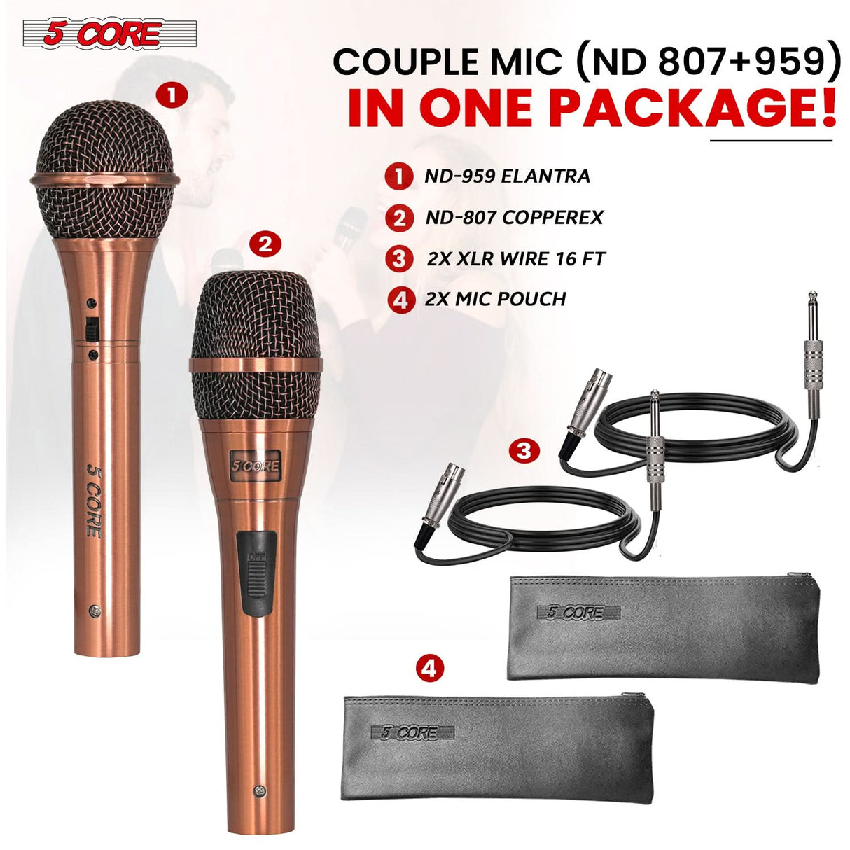 5Core XLR Microphone Dynamic Mic Karaoke Singing Studio Microfono Handheld Mics