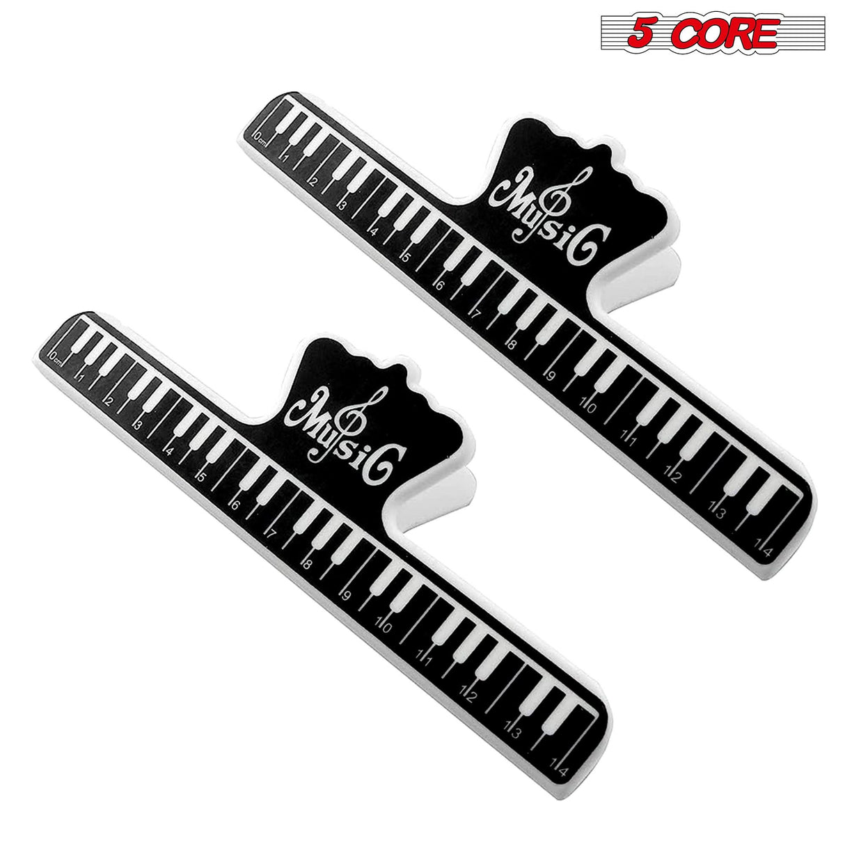 5 Core Music Sheet Holder Clip Pair Durable Black Plastic Page Holder for Piano Keyboard Violin