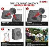5Core Outdoor Wireless Speakers Bluetooth Rock Waterproof Linkable TWS Garden Speaker GRAY 1 PC