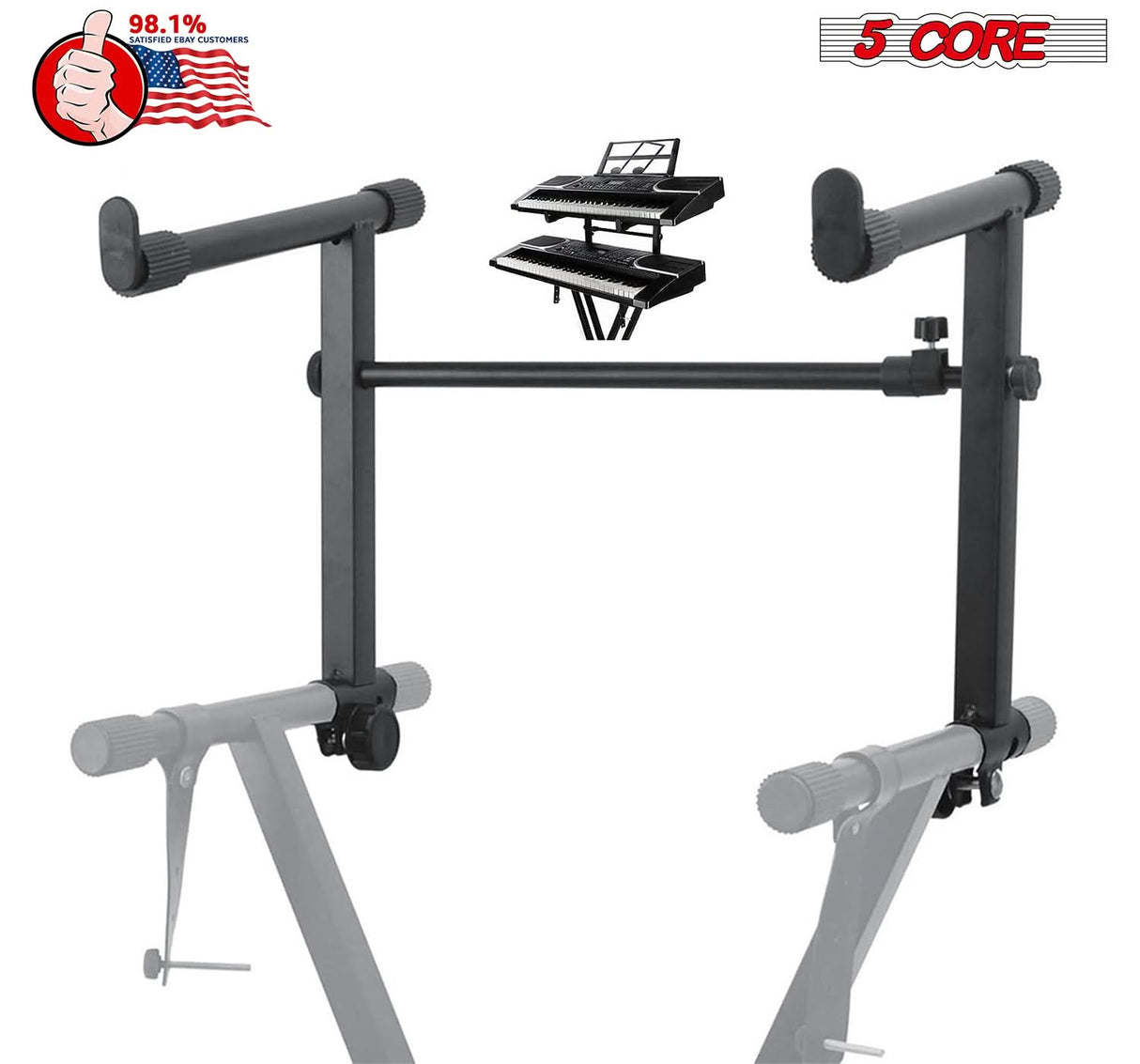 5 Core Keyboard Stand Adapter 2 Tier Adjustable Second Extension Add On for Digital Piano Stands