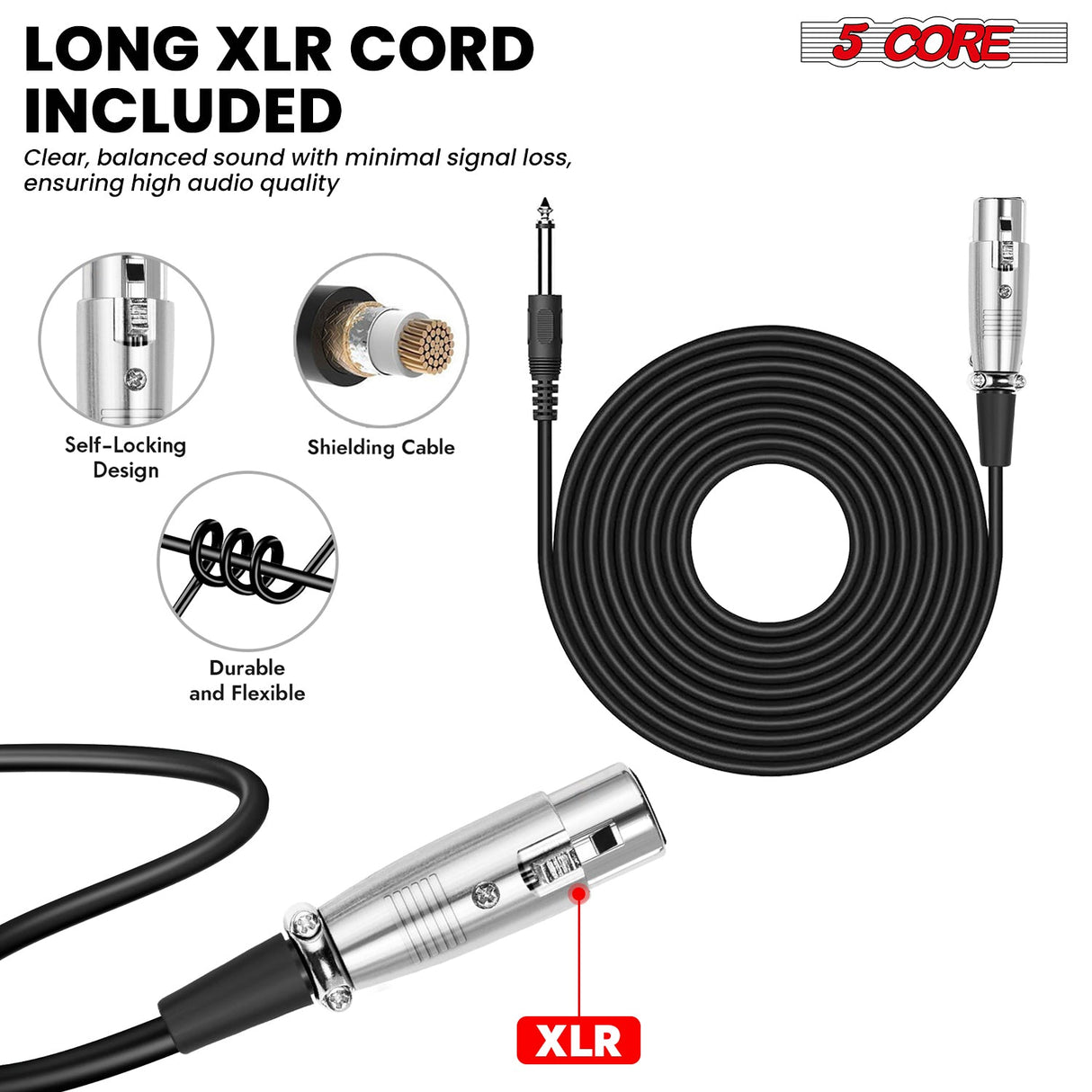 5Core XLR Microphone Dynamic Mic Karaoke Singing Studio Mics Handheld Microfono