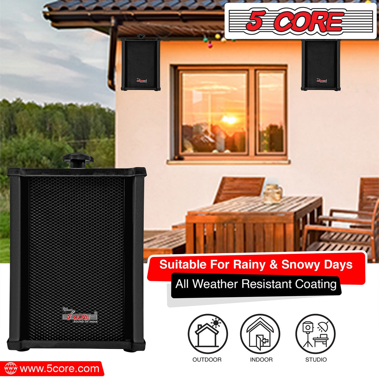 5Core Audio System Combo 30W Amplifier 6.4” Wall Speakers 4 Piece 10W RMS Each Commercial Speaker System for Restaurant Office Cafe Bar