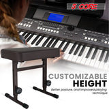 5 Core Keyboard Bench 3" Padded Cushioned Piano Stool Height Adjustable Guitar Seat Folding Portable