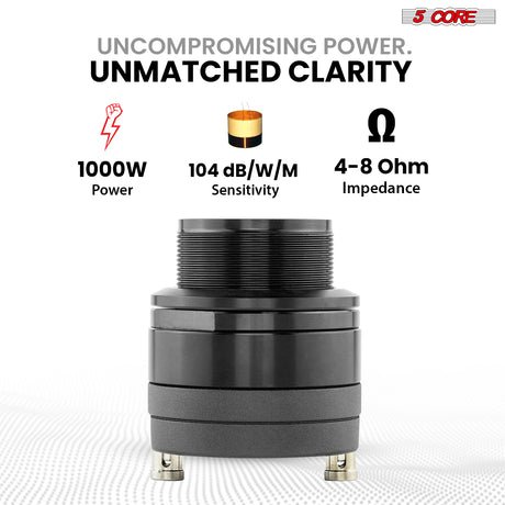 5Core Super Tweeter 2Pc 1" Car Audio Speaker 60W Max Power 4 Ohm Titanium Diaphragm Neodymium Magnet