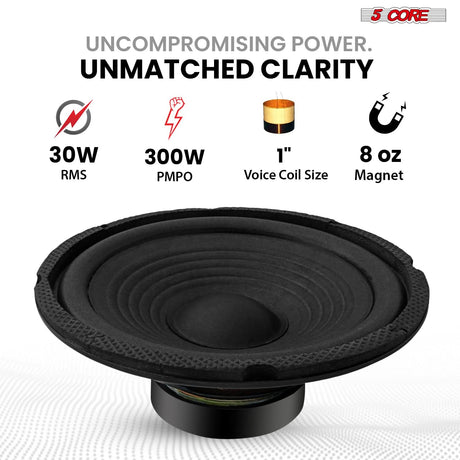 5 Core 6 Inch Subwoofer 300W Car Audio Sub Woofer 4 Ohm Deep Bass Replacement Loud Speaker