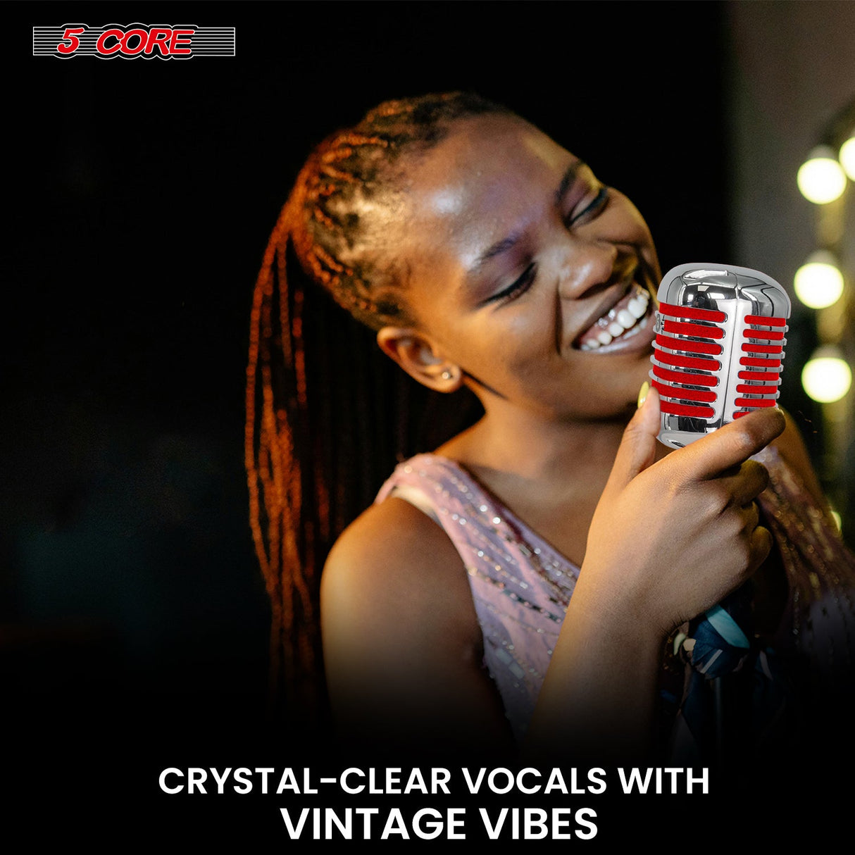 5Core Vintage Microphone Classic Dynamic Professional XLR Studio Retro Style Mic RED