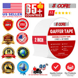 5 Core Gaffers Tape 2 Inch 30 Yards Professional White Pro Gaff Tape Non Reflective Water Resistant