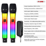 5 Core Microphone Wireless Karaoke Singing Mic Rechargeable Microfonos Inalambricos w LED Lights