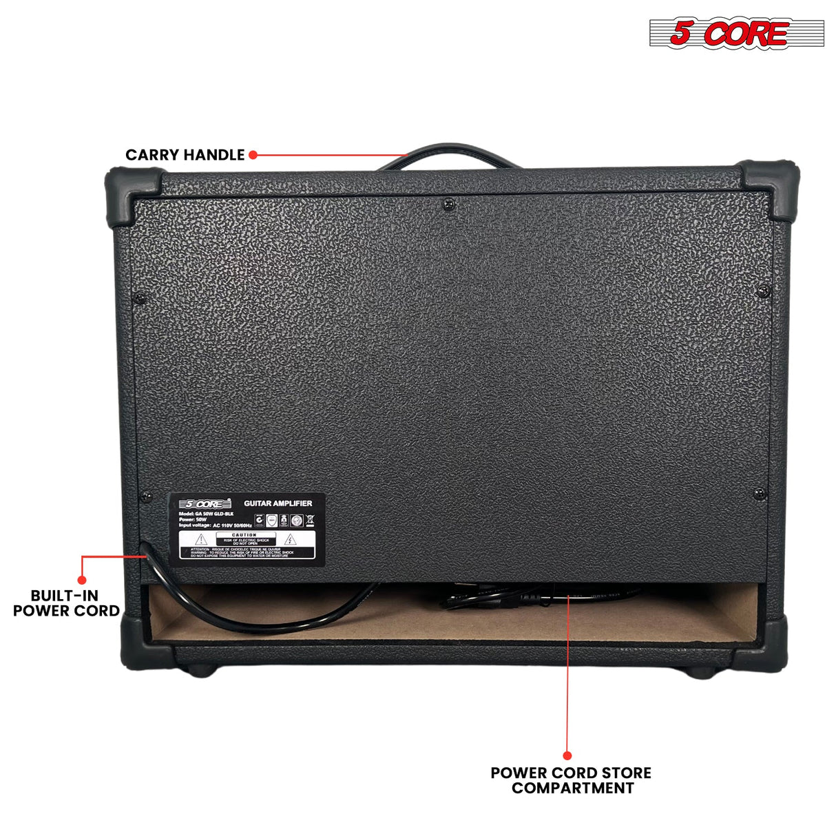 Built in power cord compartment