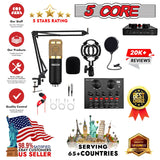 5Core cardioid condenser mic podcast bundle with adjustable boom arm for professional sound