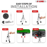 5 Core Drum Throne 5" Padded Guitar Stool Adjustable Heavy Duty Music Chair Seat w Luxury Velvet Top