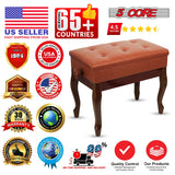 5 Core Piano Bench 3" Padded Cushioned Stool Wooden Heavy Duty Adjustable Musician Chair w Storage