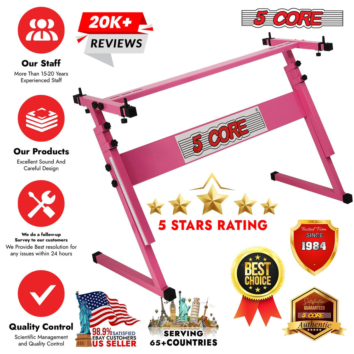 5 Core Keyboard Stand Z Style Height Adjustable Sturdy Piano Riser Lift Holder Stands
