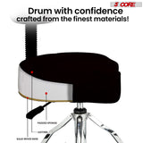 5Core Drum Throne 4" Cushion Padded Stool w Backrest Airlift Height Adjustable Chair w 441Lb Capcity