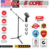 5 Core Microphone Stand Floor Height Adjustable w Extending Telescoping Boom Arm