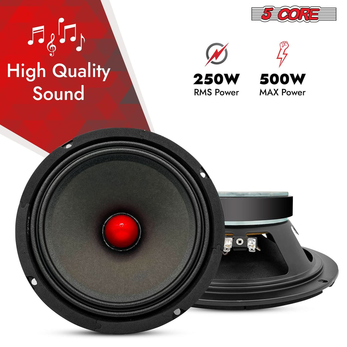 5 Core 8" Subwoofer Speaker 500W Mid Range PA DJ Audio Sub Woofer 8Ohm Deep Bass Replacement Driver