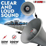 5Core PA Speaker Pair 200W Bull Horn Loud Audio Indoor Outdoor Speakers System 8Ohm Reflex Megaphone