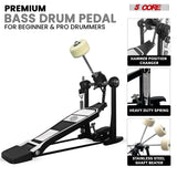 5 Core Bass Drum Pedal Mount Adjustable Felt Beater Head Single Chain Heavyduty Kick Drum Foot Pedal