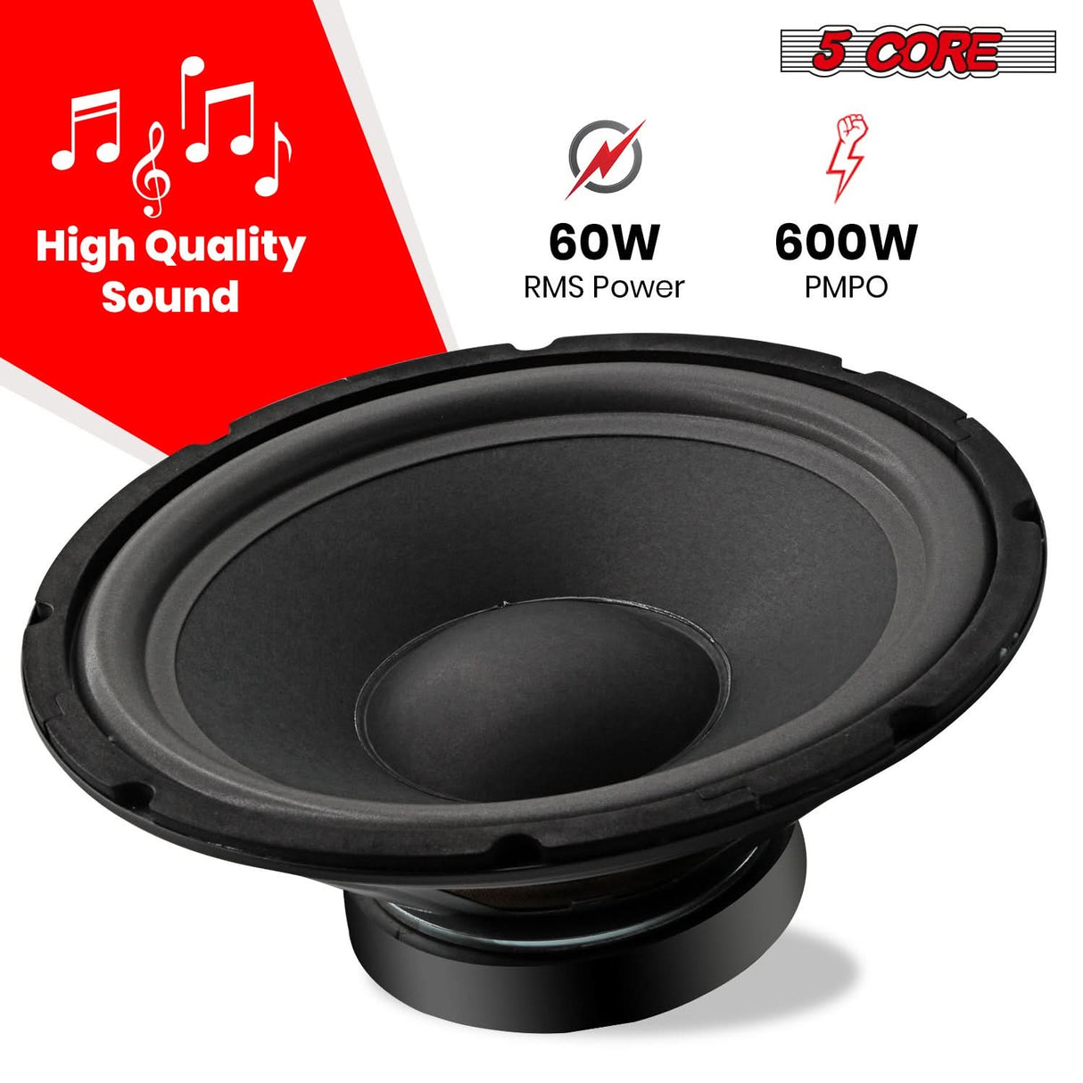 5 Core 15 inch replacement subwoofer speaker heavy magnet back view
