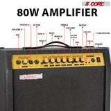 5 Core Guitar Amp 80 Watt  Electric Amplifier w Built in 10" Speaker Portable Mini Practice Amps