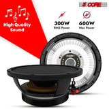 5 Core 10" Subwoofer Speaker 300W RMS Full Range Car Audio Sub Woofer 4 Ohm Bass Replacement Driver
