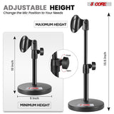 5Core 3n1 Mic Stand Desk Adjustable Table Microphone Stands w Phone Holder Mic Clip