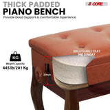 5 Core Piano Bench 3" Padded Cushioned Stool Wooden Heavy Duty Adjustable Musician Chair w Storage