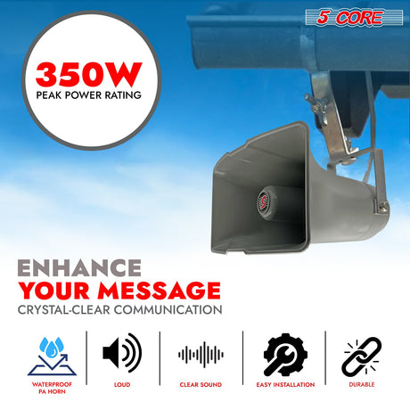 5 Core PA Horn Speaker Outdoor Siren Loudspeaker 35W RMS Loud Megaphone Driver Horn