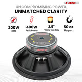 5 Core 12 Inch Subwoofer 400W Car Audio Woofer 4 Ohm Replacement Deep Bass Component Loud Speaker