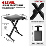 5 Core Keyboard & Bench Set Combo Height Adjustable Key Board Stands w Padded 2" Cushioned Musician Chair