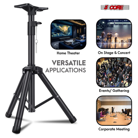 Compact DJ studio monitor stand with sturdy tripod base