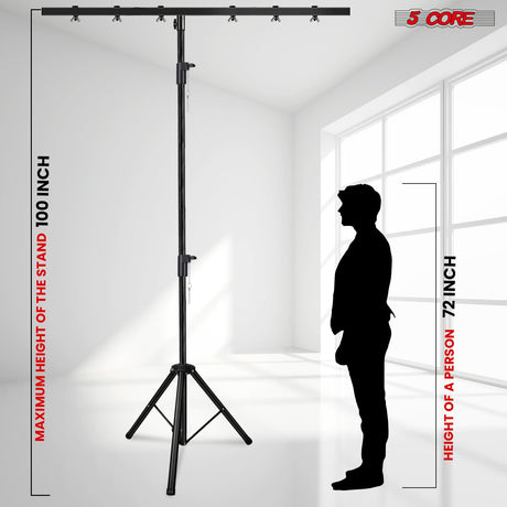 5Core DJ Light Stand Stage Lighting Truss System Height Adjustable 39 to 100" Heavy Duty T bar Mount