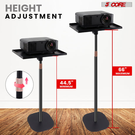 5 Core Projector Stand Floor Adjustable 66" Universal Projectors Support for Home Office & Studio