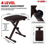 5 Core Keyboard Stand Piano Bench Combo Adjustable Key Board Stands 2" Padded Musician Chair Set