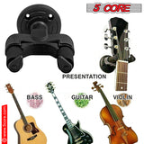 5Core Guitar Wall Mount 2Pc Hanger Hook Metal Base Soft Padding Adjustable Rotatable Holder