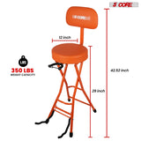 5Core Guitar Stool 3.15" Padded Chair w Backrest Foldable Music Seat Built in Foot Rest Guitar Stand