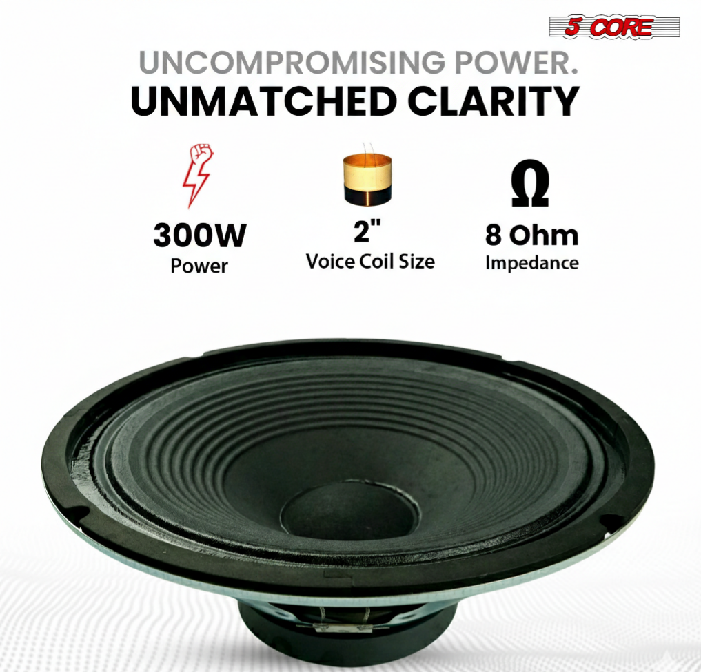 5 Core 12 Inch Guitar Speaker 300W Replacement 8 Ohm Amplifier Cabinet Driver