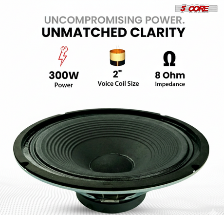 5 Core 12 Inch Guitar Speaker 300W Replacement 8 Ohm Amplifier Cabinet Driver