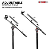 5 Core Mic Stand Pair Height Adjustable Universal Microphone Stands Floor w Telescoping Boom Arm