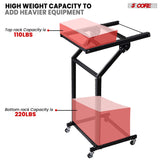 5Core DJ Mixer Stand 12U Adjustable Rack Mount Rolling Stage Cart Pro Audio Studio Equipment w Wheel