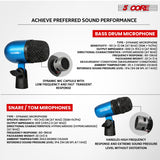 5 Core Conga Mic Snare Tom Set Professional XLR Cardioid Condenser Instrument Microphone Kit
