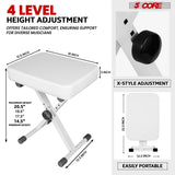 5 Core Keyboard Stand Piano Bench Combo Adjustable Key Board Stands 3" Padded Musician Chair Set