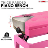5 Core Duet Piano Bench 3.5 Inch Padded Cushioned Stool Wooden Heavy Duty Musician Chair w Storage